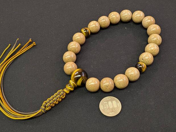 星月菩提樹　特大18玉　トラメ仕立　正紐3色8本　桐箱入