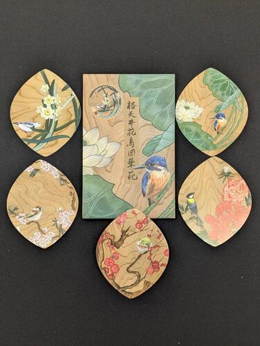 華葩　オリジナル　格天井花鳥図　5枚組　たとう紙入