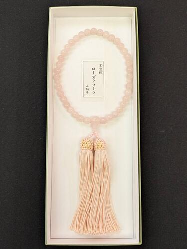 ローズクォーツ　7㎜　共仕立　正絹頭房　ピンク